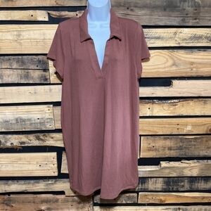 Wilfred Free Reef Lounge Dress with Polo Neckline - Mocha Sorbet - Size XL